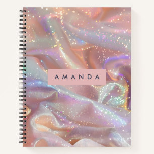 Personalized Iridescent Pastel Sparkle Satin Notebook