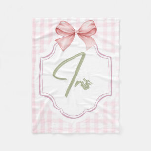 Personalized Iris Baby Girl Nursery Art Pink Bow Fleece Blanket