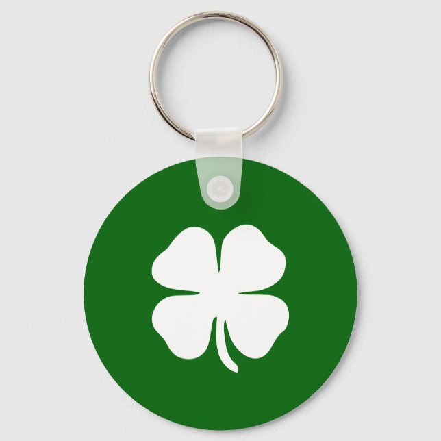 Personalized Irish Green Shamrock Key Ring (Front)
