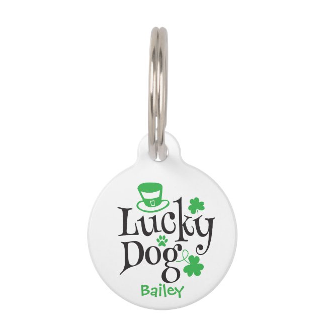 Personalized Irish Lucky Dog  Pet Tag (Front)