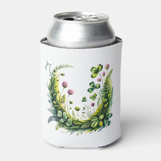 Personalized Irish Shamrock Botanical Can Cooler (Can Front)