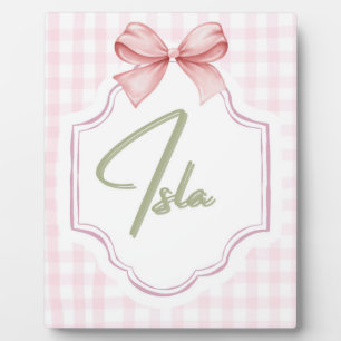 Personalized Isla Baby Girl Nursery Bow&Gingham  Plaque