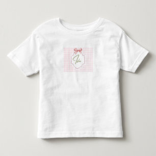 Personalized Isla Baby Girl Nursery Bow&Gingham Toddler T-Shirt