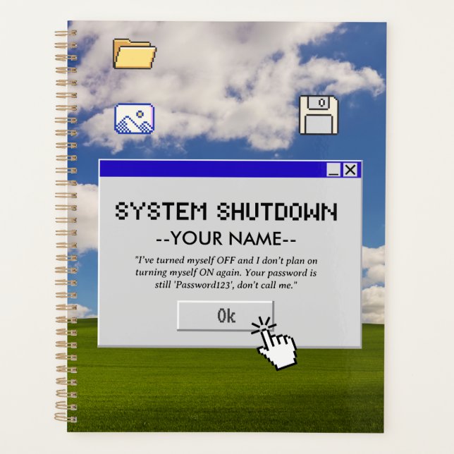 Personalized IT Retirement System Shutdown Retro Planner (Front)