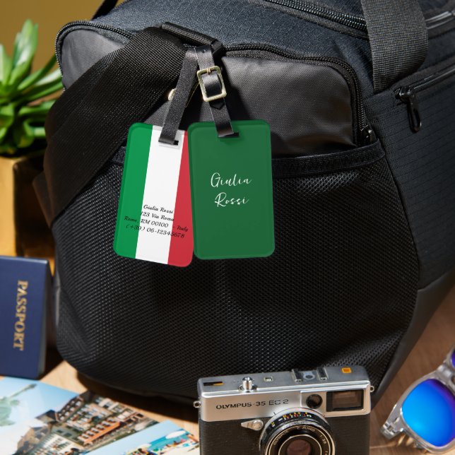 Personalized Italian Flag Luggage Tags (Front & Back)