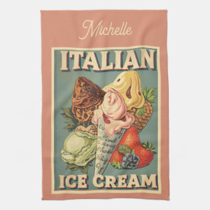 Personalized Italian Ice Cream Lover Tea Towel
