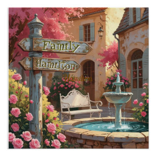 Personalized Italian Villa Signpost – Rustic Wall  Poster