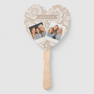 Personalized Ivory Lace Bridal Elegant Vintage Hand Fan