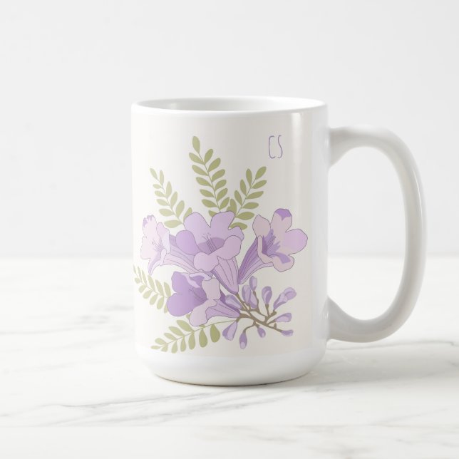 Personalized Jacaranda Blooms Initial Mug (Right)