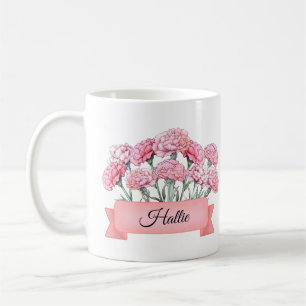 Personalized January Birth Flower Carnation Custom Coffee Mug