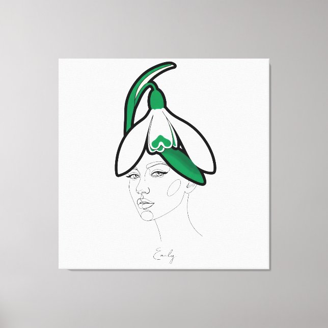 Personalized January Birth Flower Portrait Canvas Print (Front)