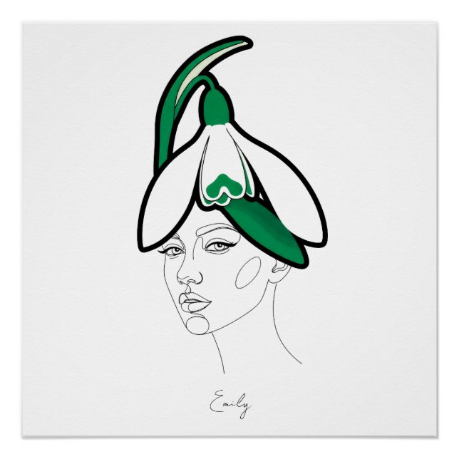 Personalized January Birth Flower Portrait Poster (Front)