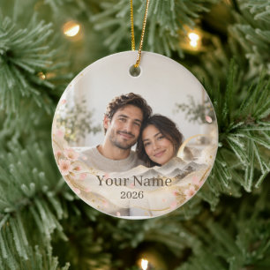 Personalized Japandi Sakura Photo Ornament