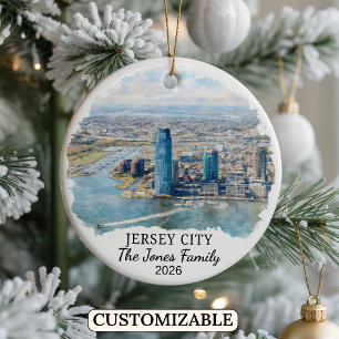 Personalized Jersey City, Custom New Jersey Ceramic Tree Decoration