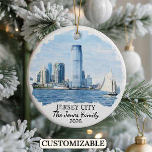 Personalized Jersey City, Custom New Jersey Ceramic Tree Decoration
