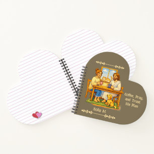 Personalized Jesus & Coffee Heart Crayon Art Notebook