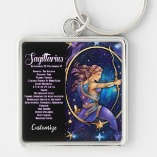 Personalized Jewel Galaxy Zodiac Sagittarius Key Ring
