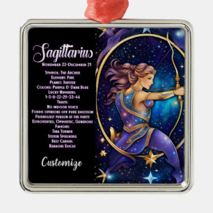 Personalized Jewel Galaxy Zodiac Sagittarius Metal Tree Decoration
