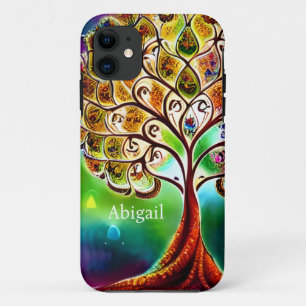 Personalized Jewel Tone Tree of Life Beautiful iPhone 11 Case