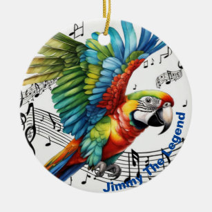 Personalized Jimmy The Legend , Parrot, Musical,   Ceramic Tree Decoration