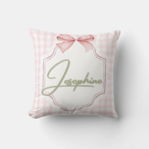 Personalized Josephine Baby Girl Nursery Gingham Cushion