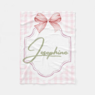 Personalized Josephine Baby Girl Nursery Gingham Fleece Blanket