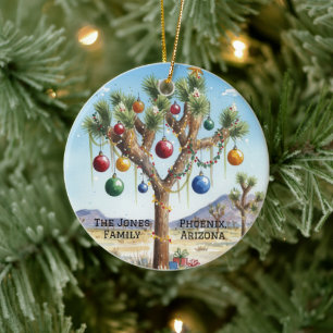 Personalized Joshua Tree at Christmas Ceramic Tree Decoration