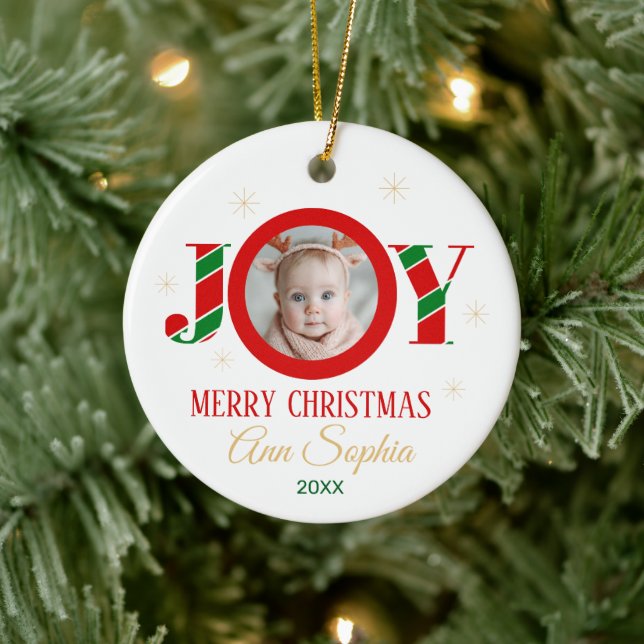 Personalized Joy Christmas Photo Ceramic Tree Decoration (Tree)