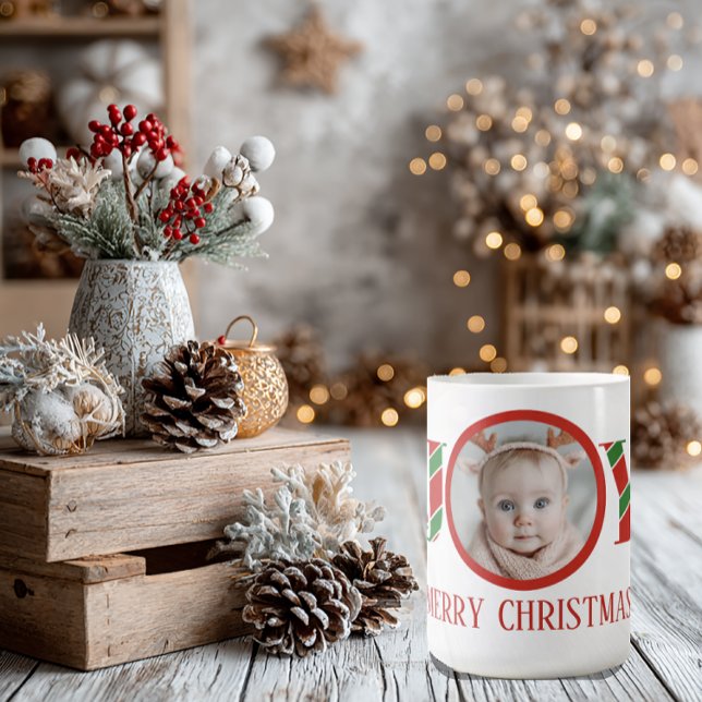 Personalized Joy Christmas Photo Coffee Mug (Creator Uploaded)