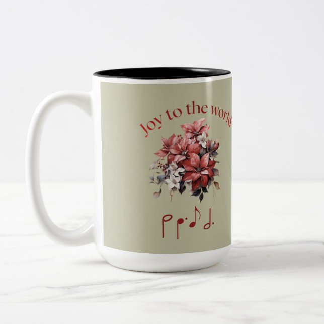 Personalized "Joy To The World" Hymn Two-Tone Coffee Mug (Left)