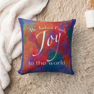  Personalized Joy To The World Red Christmas  Cushion