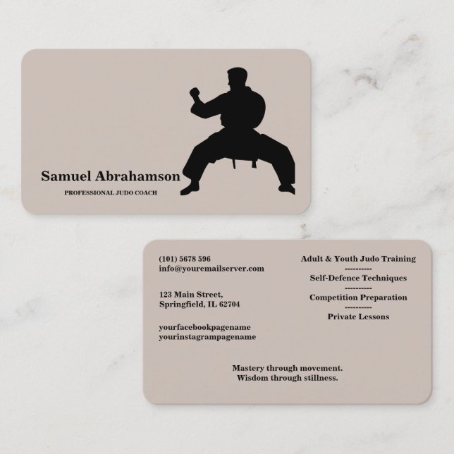 Personalized Judo instructor - Karte  Business Card (Front/Back)