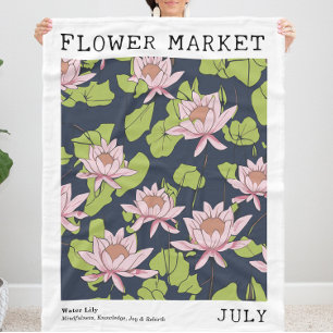 Personalized July Birth Flower Market Print Poster Fleece Blanket