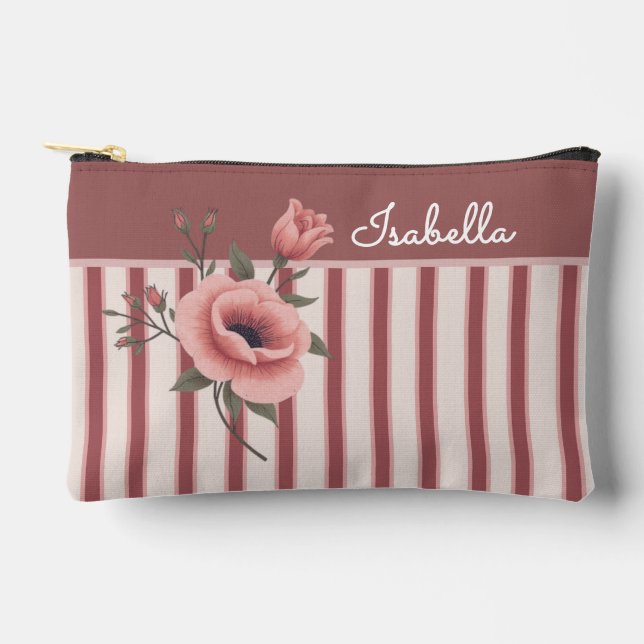 Personalized June Birth Flower Accessory Pouch (Front)