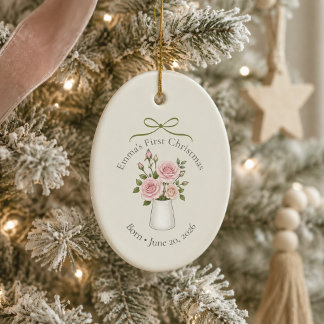 Personalized June Birth Flower First Christmas Ceramic Tree Decoration
