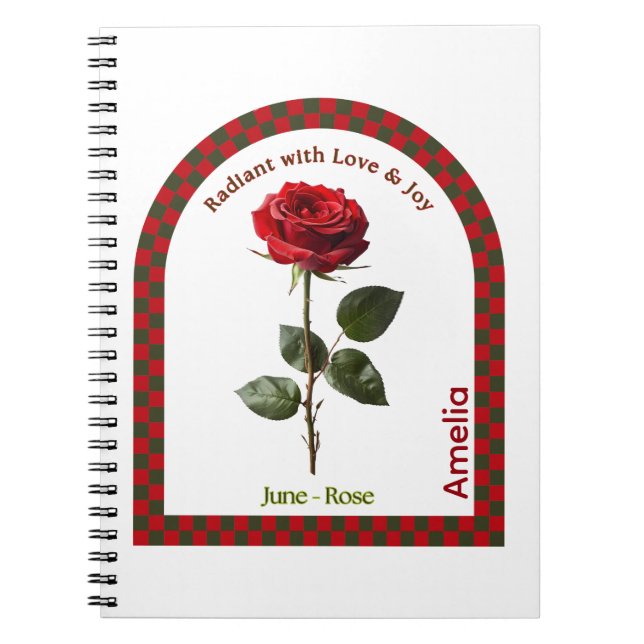 Personalized June Birth Month Flower Notebook (Front)
