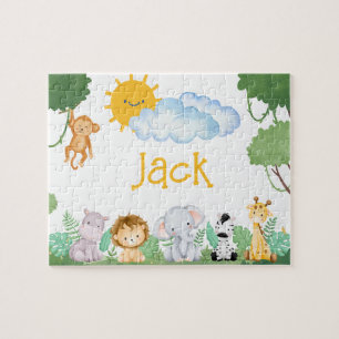 Personalized Jungle Animal Child Name Puzzle 