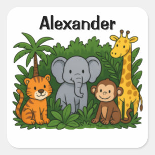 Personalized Jungle Animal Stickers For kids
