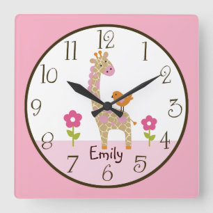 Personalized Jungle Jill Giraffe Nursery Clock