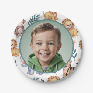 Personalized Jungle Safari Animal Border Photo Paper Plate
