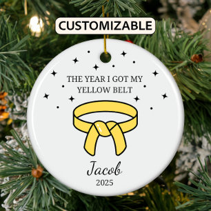 Personalized Karate Yellow Belt, Taekwondo Outfit Ceramic Tree Decoration