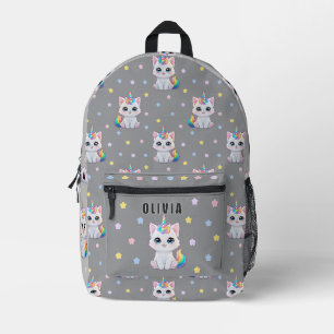 Personalized Kawaii Caticorn name printed backpack