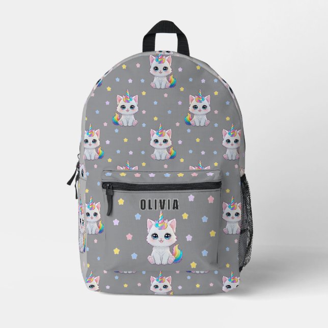 Personalized Kawaii Caticorn name printed backpack (Front)