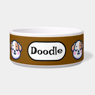 "Personalized Kawaii Dog Bowl with Name Tag"