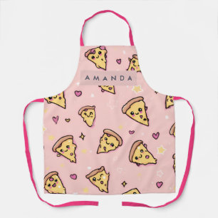 Personalized Kawaii Fun Pizza Slice Pattern Apron
