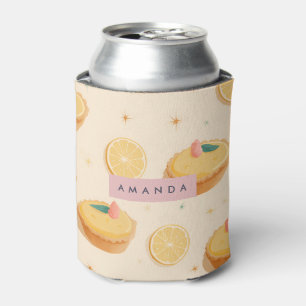 Personalized Kawaii Lemon Tart Pattern Can Cooler