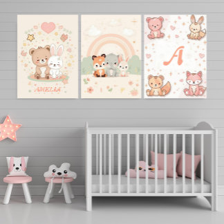Personalized Kawaii Nursery Baby Name Poster