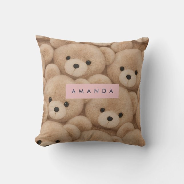 Personalized Kawaii Plush Teddy Bear Cushion (Front)