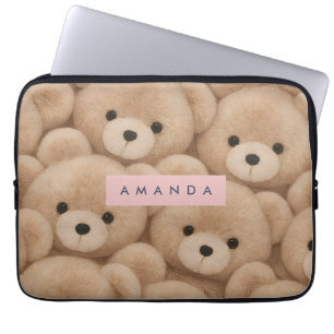 Personalized Kawaii Plush Teddy Bear Laptop Sleeve