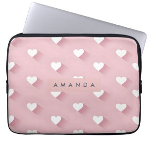 Personalized Kawaii Soft Pink Heart  Laptop Sleeve